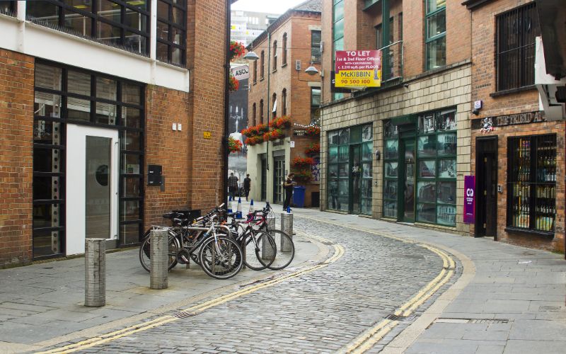 Bollards-a-full-cycle-stand-in-a-side-street-in-belfast-s-popular-cathedral-quarter-in-northern-ireland--min